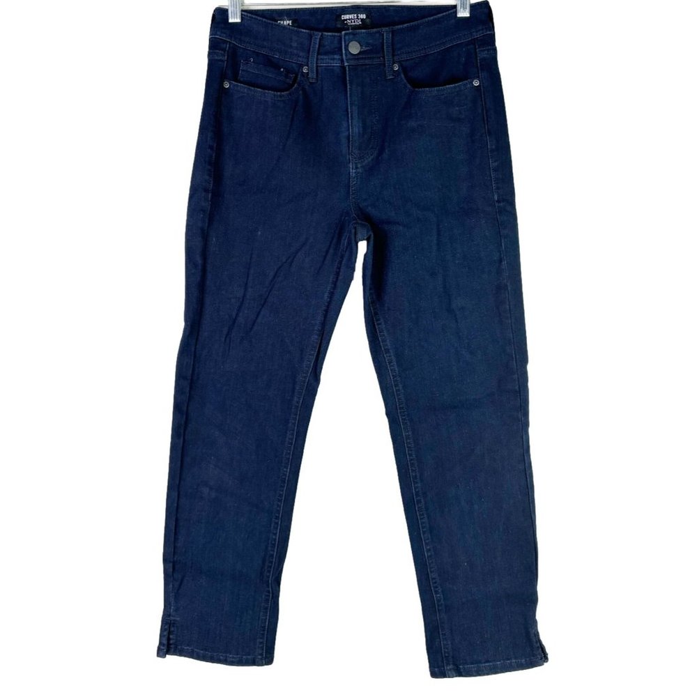 NYDJ  Shape Curves 360 Sz 6 ( Actual 28x24.5) Crop Jeans Dark Blue Wash EUC
